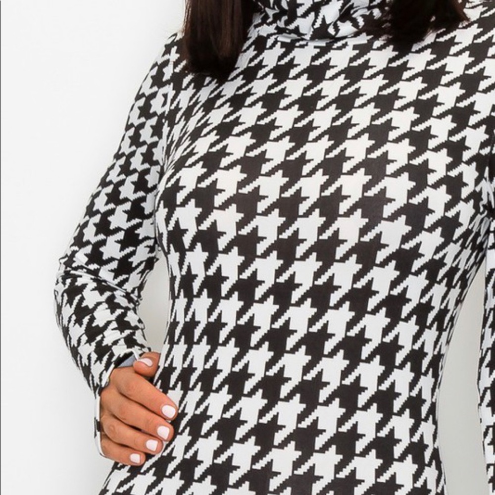 🔥SALE🔥Houndstooth Dress With Collar Face Mask - Picture 5 of 7